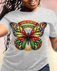 100% Cotton Juneteenth Reggae Diamond Butterfly Crew Neck Short Sleeve Tshirt