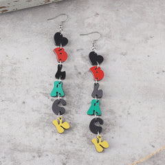 Juneteenth Love BLACK Stitching Tassel Earrings