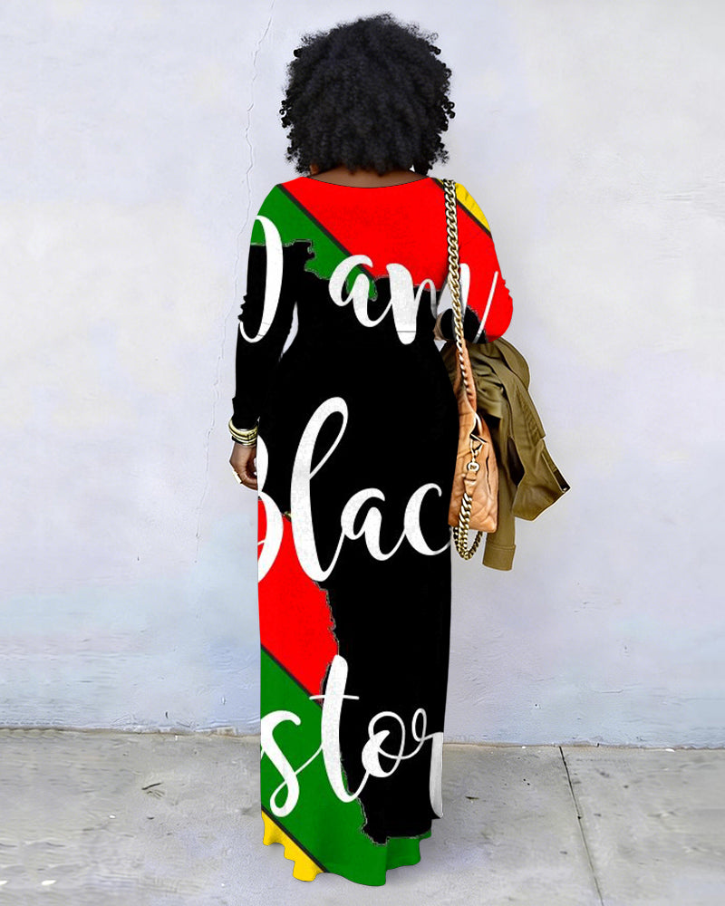 I Am Crew Neck Long Sleeve Dress