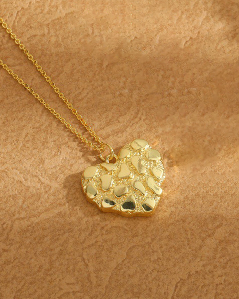 Vintage Nugget Heart Charm Pendant Necklace
