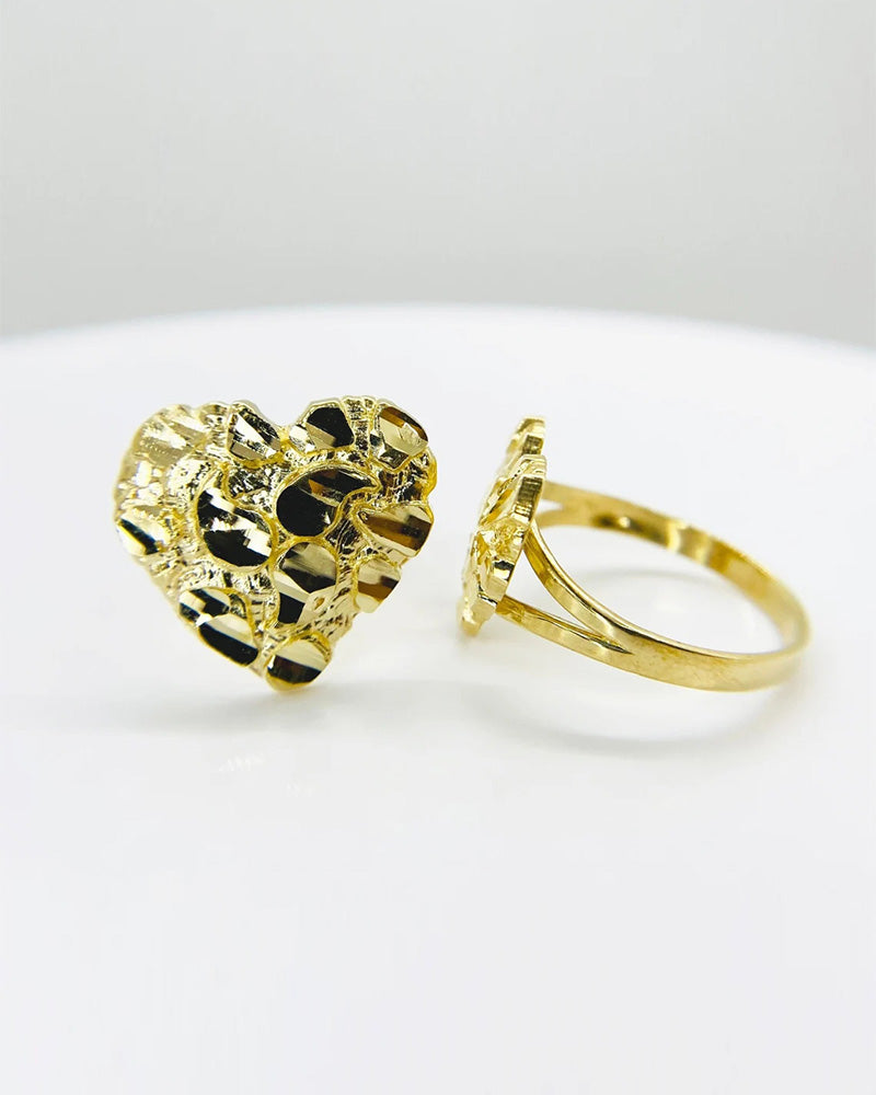 Women's Nugget Gold-Plated Heart Ring