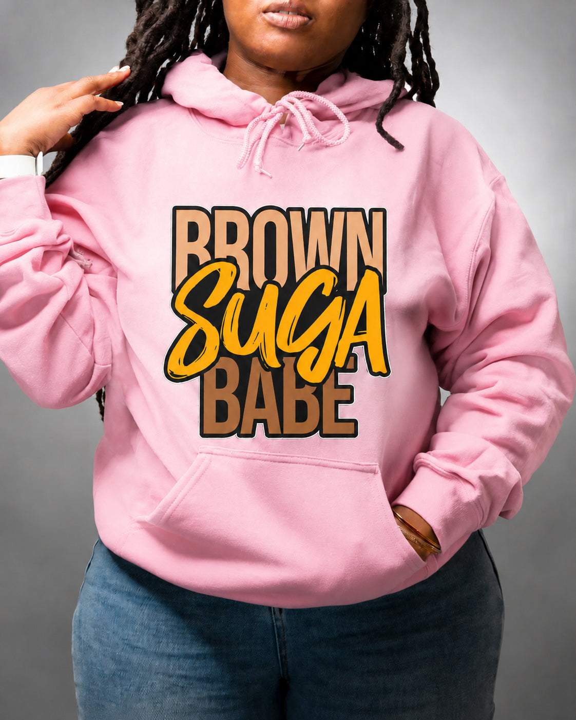 Women's Brown Suga Babe Cotton Long Sleeve Hoodie
