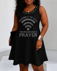 Connect To God The Password Is Prayer Round Neck Sleeveless Mini Casual Dress