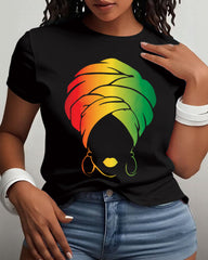 African American Woman Portrait Graphic Cotton Short Sleeve Tshirt