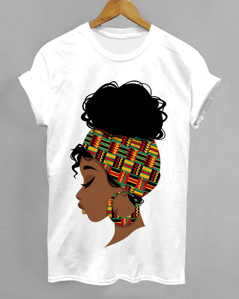 Women's African-Inspired Print Cotton Short Sleeve Tshirt