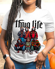 Halloween Thug Life Horror Cotton Crew Neck Short Sleeve Tshirt