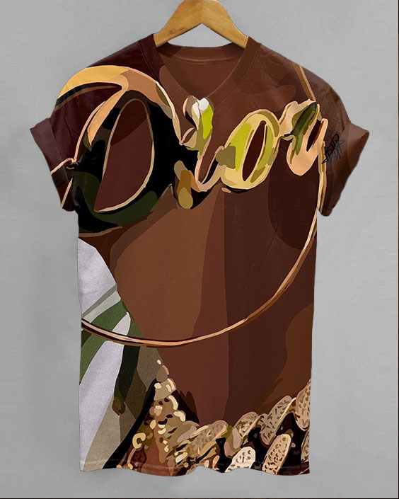 Gold DOPE Earrings V-neck Short Sleeve Tshirt