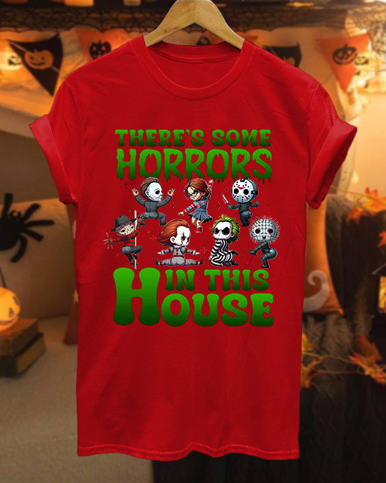 There Are Horrors In This House Pumpkin Hallowee 100% Cotton Crew Neck Short Sleeve Tshirt