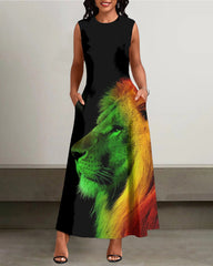 Reggae Rasta Lion of Judah Pockets Casual Dress