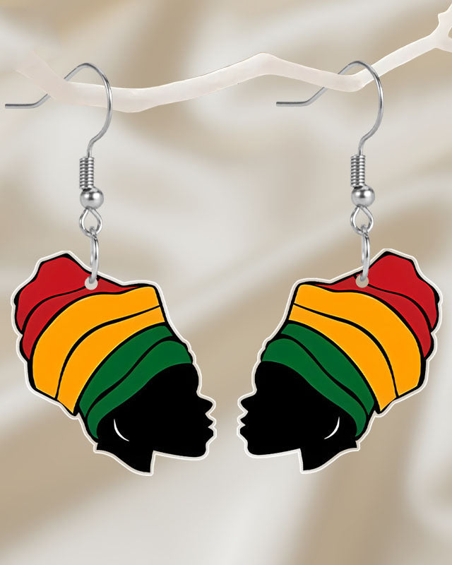 1pair Black African female avatar Acrylic Earrings for Women s, Black Unity Festive Jewelry Colorful Drop Hoop Earrings Party Jewelry Christmas Gifts Happy New Year Gifts,