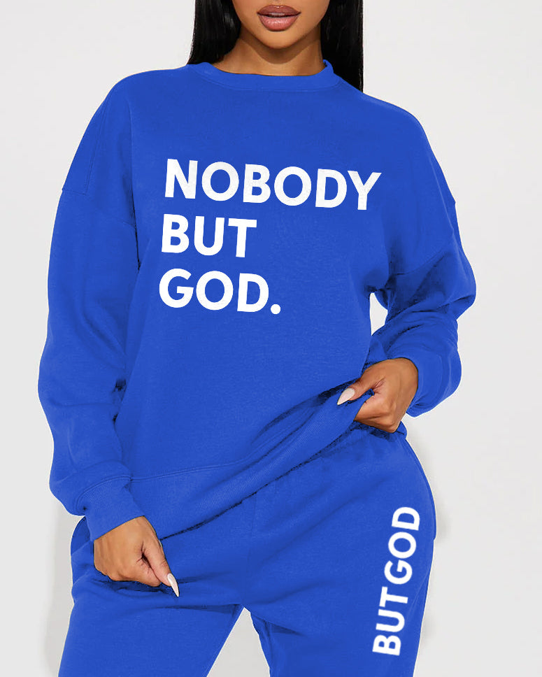 Nobody But God Crew Neck Sweatshirt Two Pieces Set
