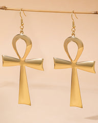 Ancient Egyptian Cross Metal Earrings