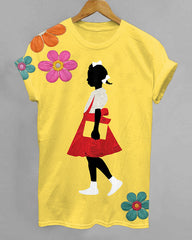 Ruby Bridges Flowers Print Crew Neck Short Sleeve Tshirt
