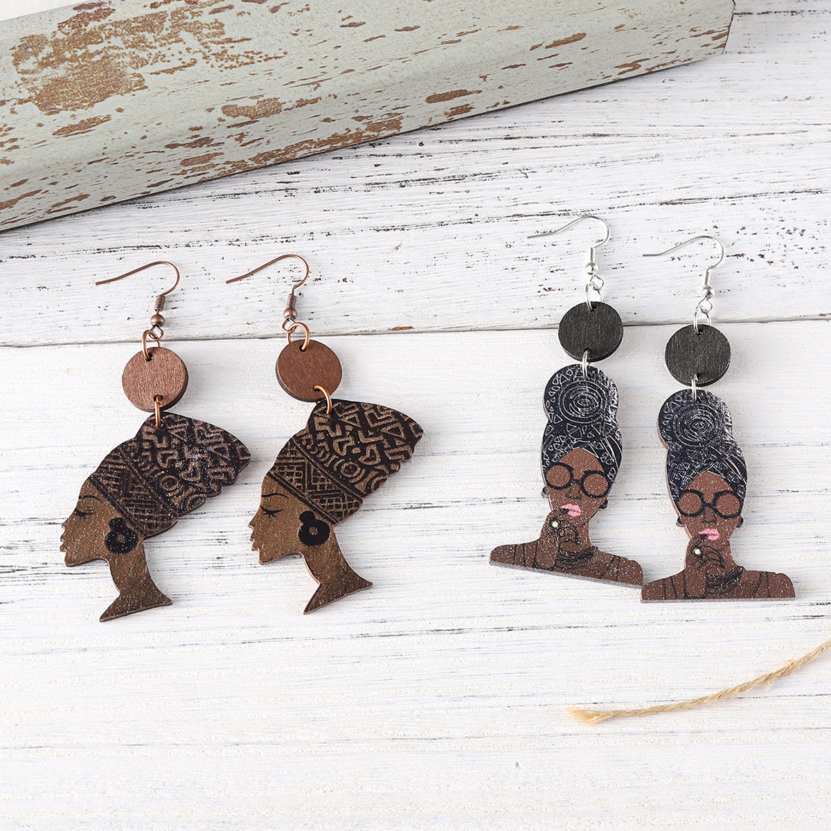 Juneteenth African Style Queen Head Pendant Earrings