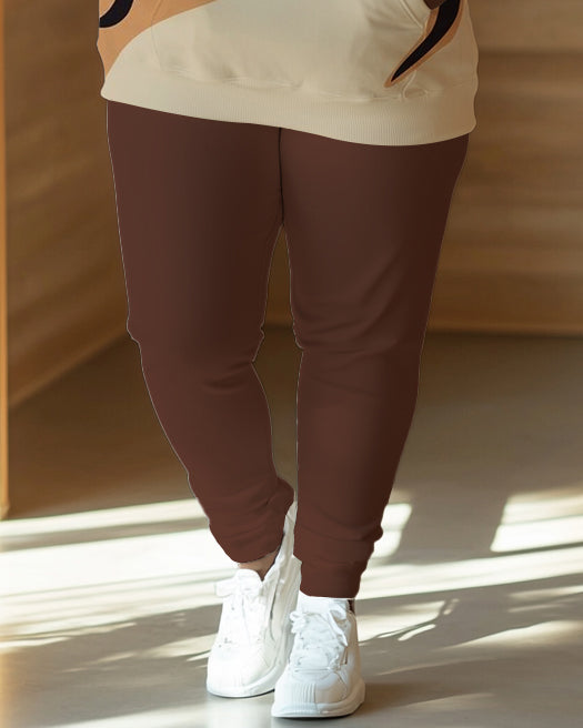 Abstract Art Print Sleeve Hoodie Two Pieces Set