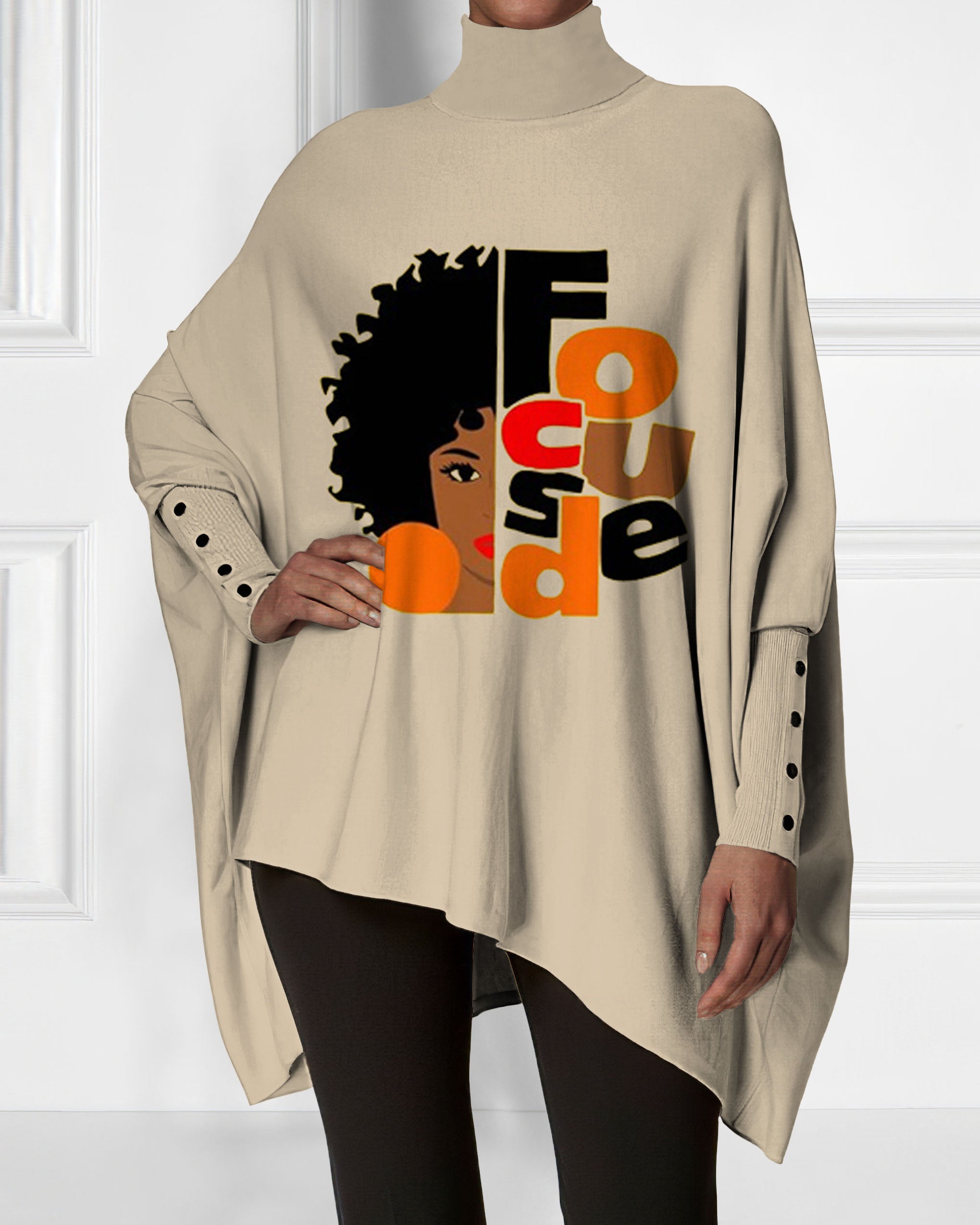 Focused Melanin Irregular High Neck Top