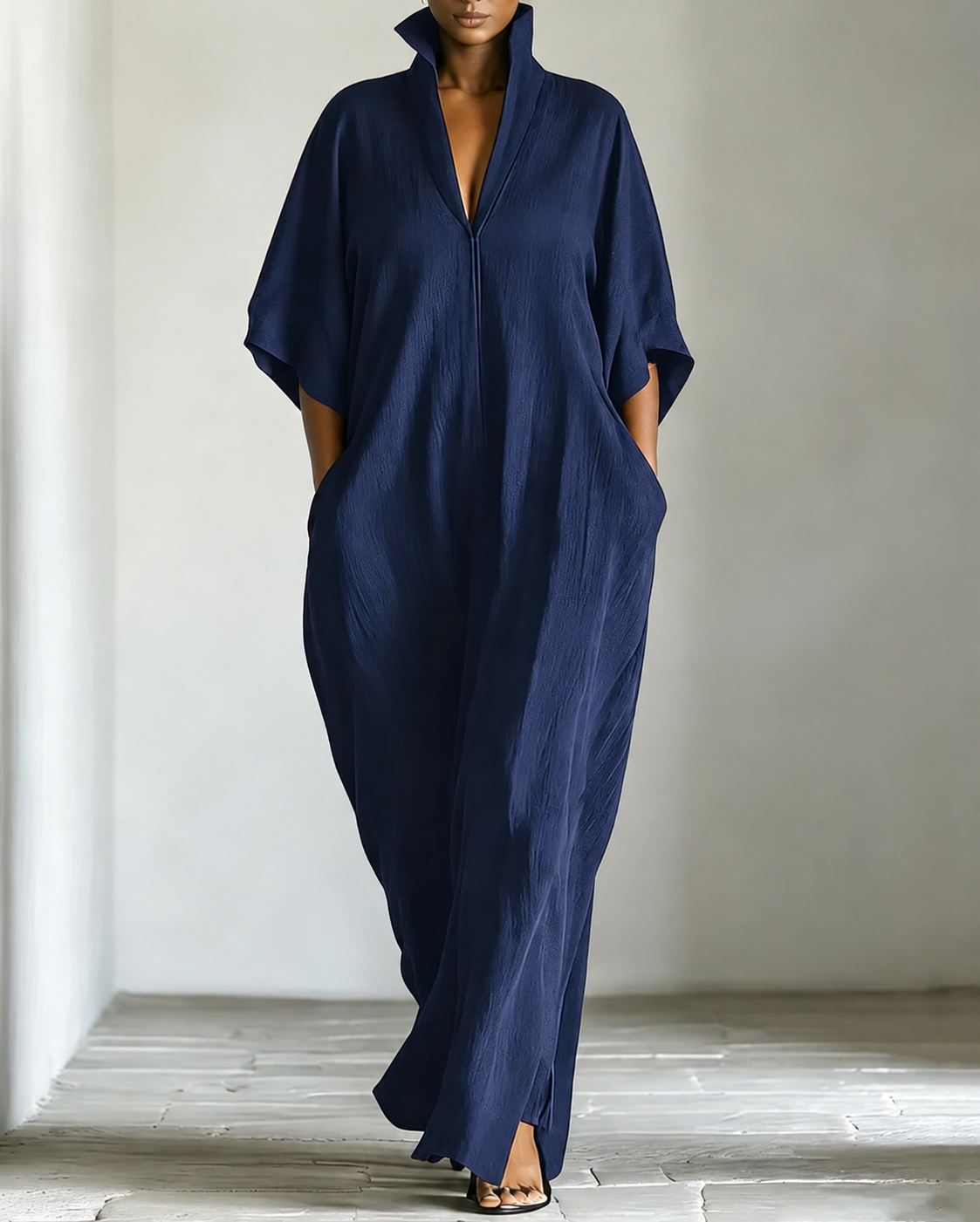 Mid-length Sleeve V-neck Casual Loose Dress