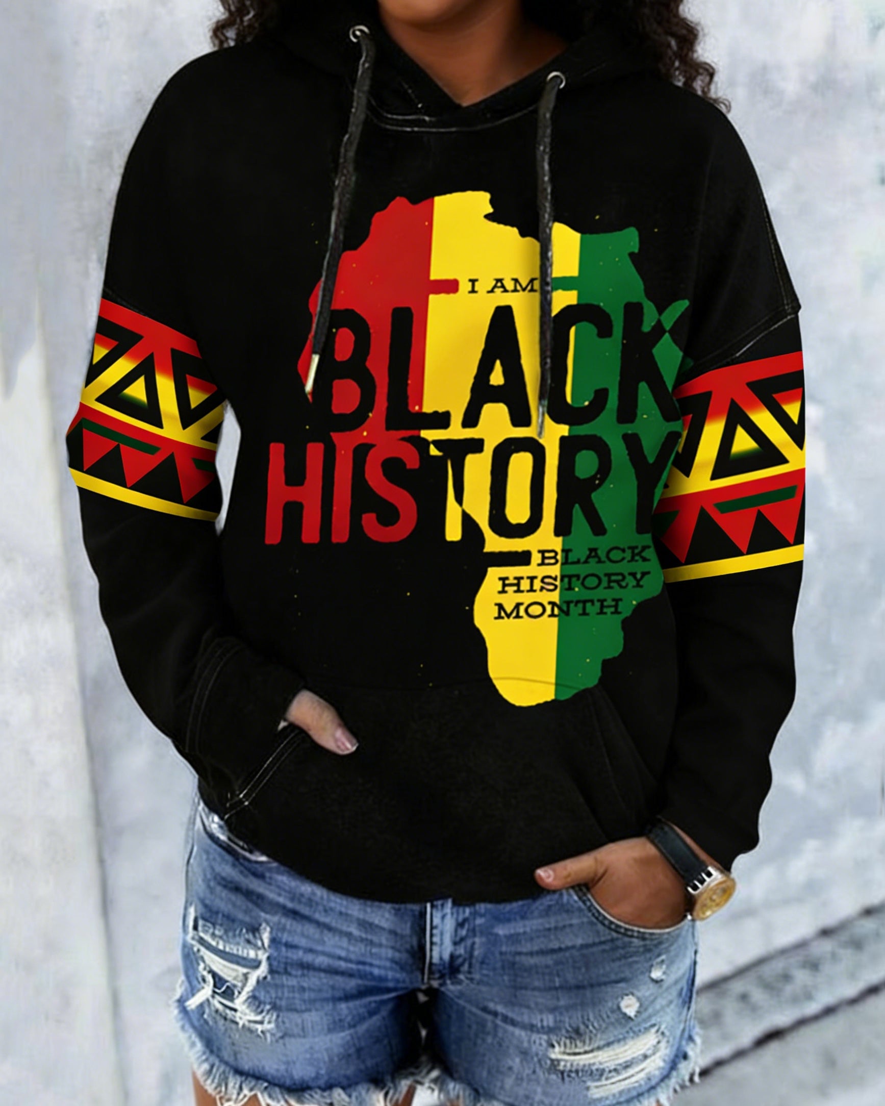 I Am Black History Mouth Long Sleeve Hood Hoodies