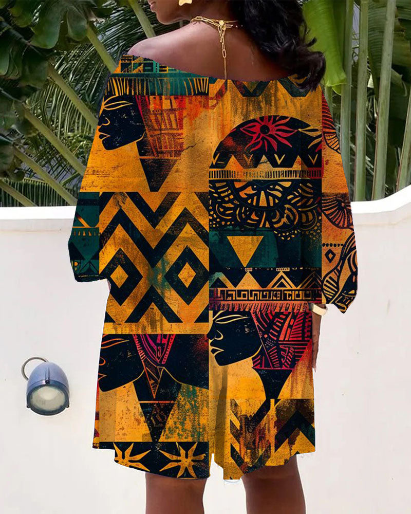 Retro Ethnic Off-shoulder Romper