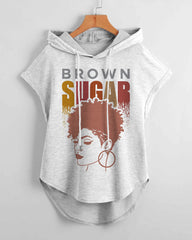 Fashion Brown Sugar Afro Woman Drawstring Hooded Tee