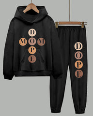 Mom Dope Letter Print Long Sleeve Hoodie Two Pieces Set