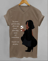 Chose Her Over Everything V-neck Short Sleeve Tshirt