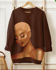 Beautiful Girl with Short Brown Hair Long Sleeve Sweatshirt
