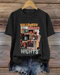Halloween Horror Wights Spooky Season Cotton Crew Neck Short Sleeve Tshirt