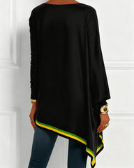 African Geometric Print Irregular Top