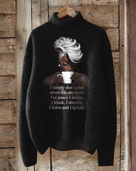 I Simple Don't Play About Me Anymore Turtleneck Knitted Top