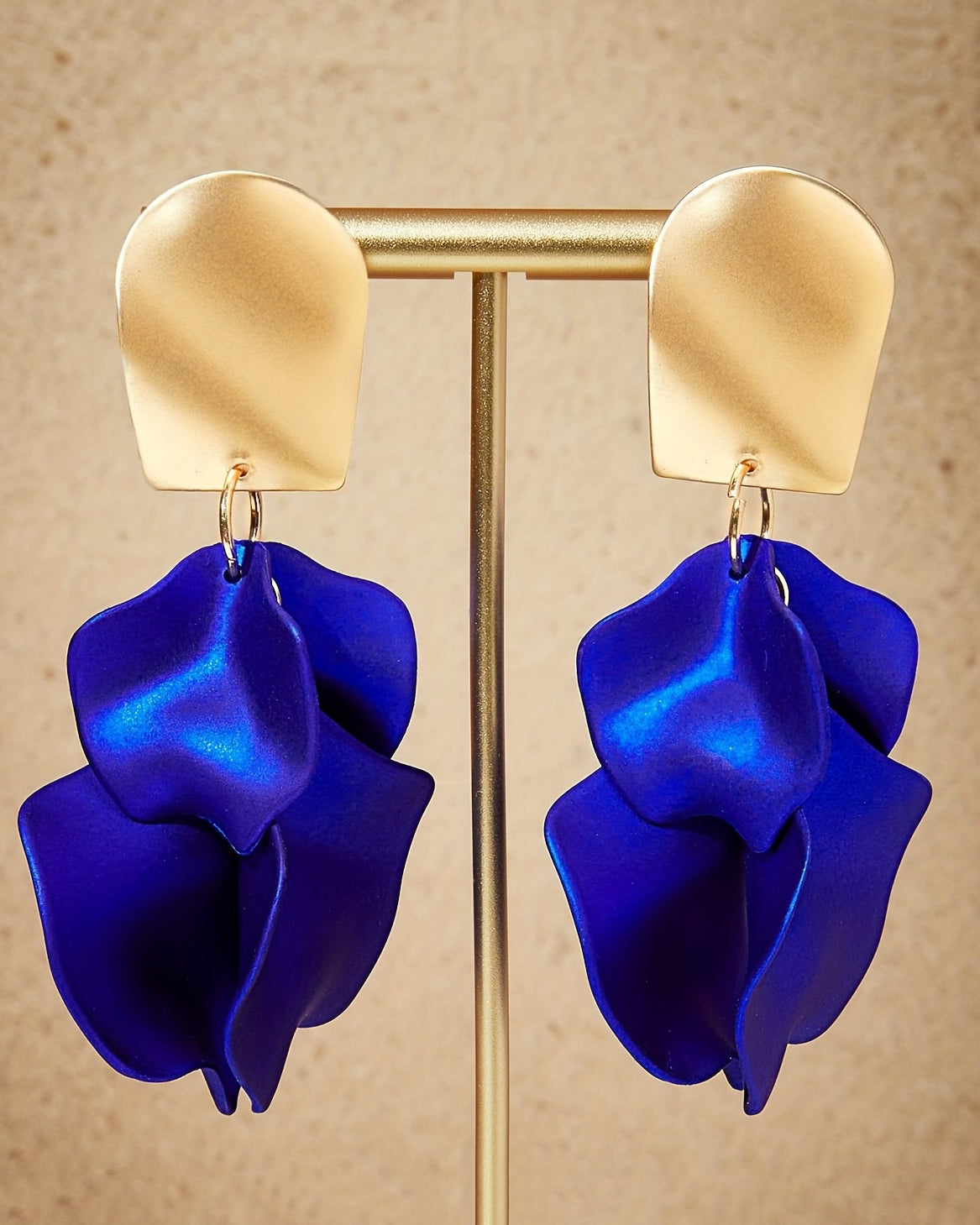 Elegant Rose Flower Steel Pin Drop Earrings