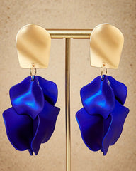 Elegant Rose Flower Steel Pin Drop Earrings