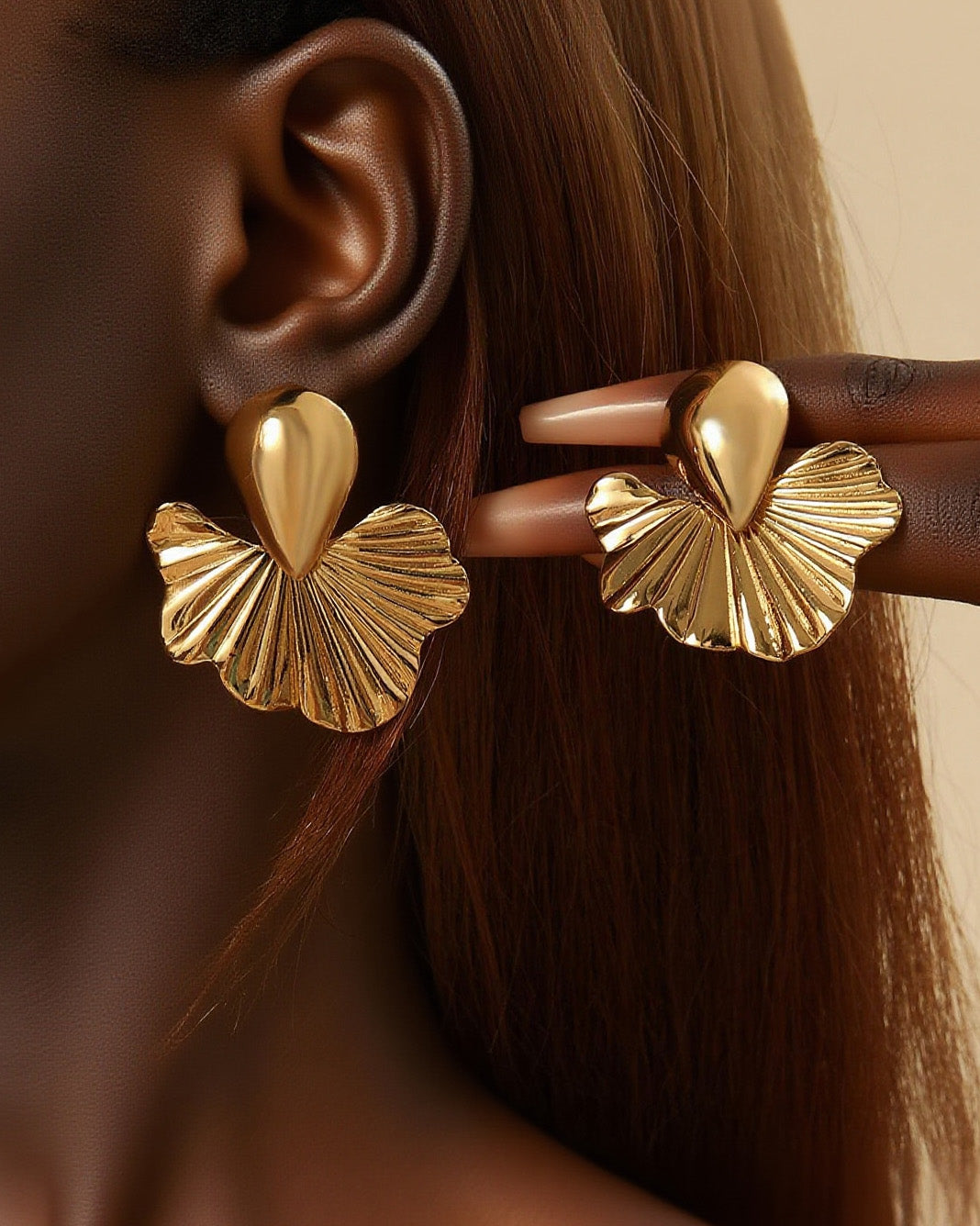 Gold Shell Teardrop Earrings