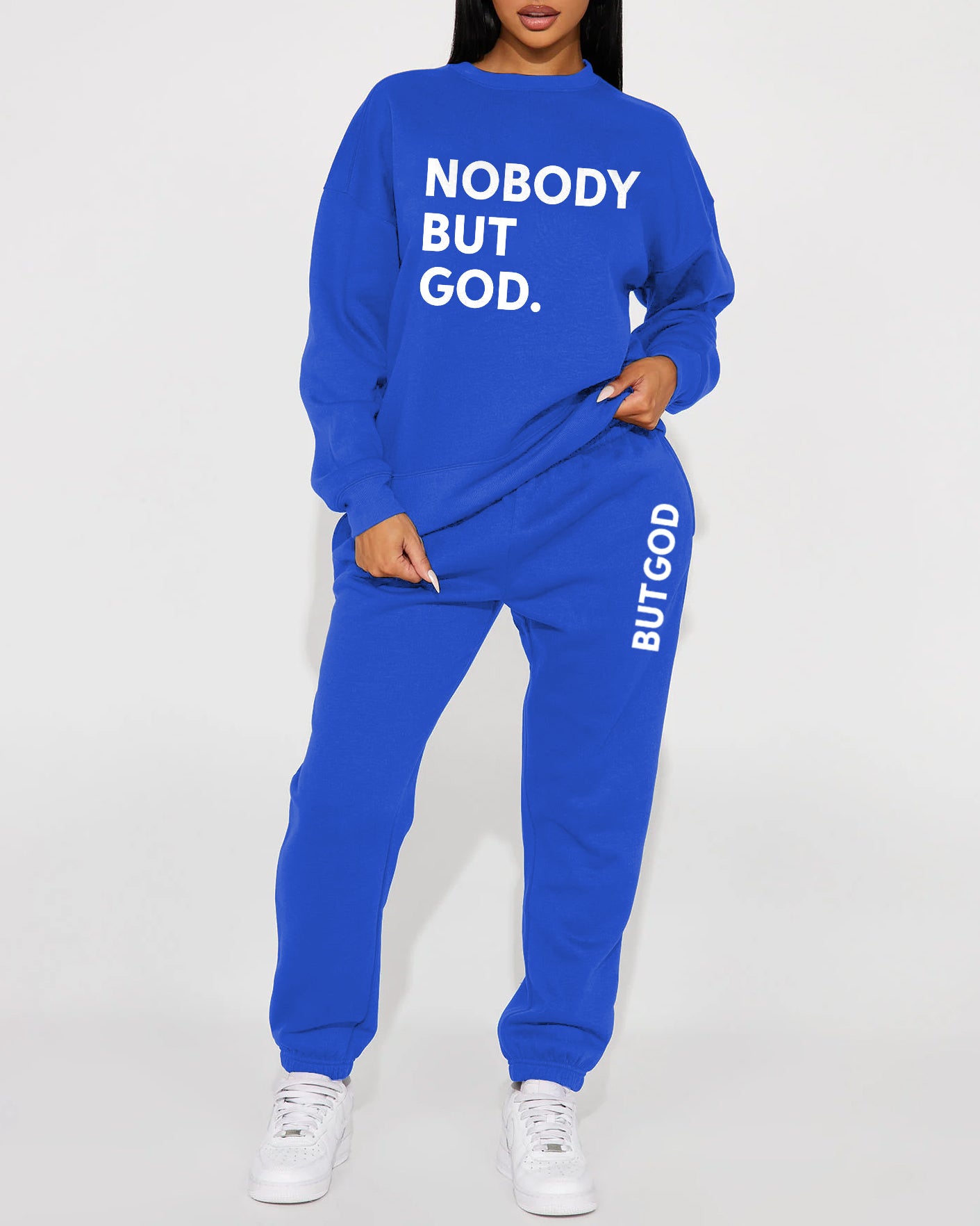 Nobody But God Crew Neck Sweatshirt Two Pieces Set
