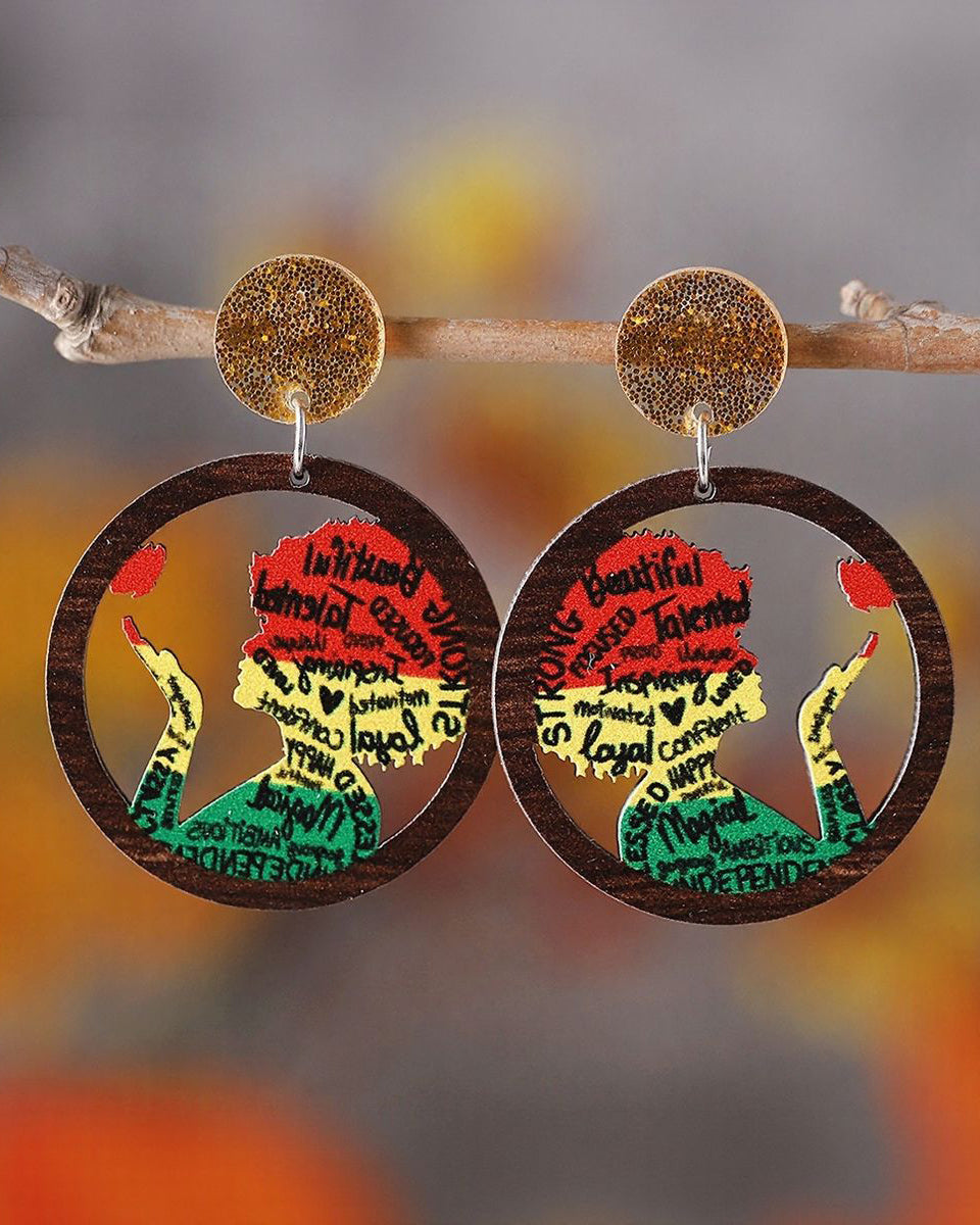 Black Girl's Magic Reggae Wooden Earrings