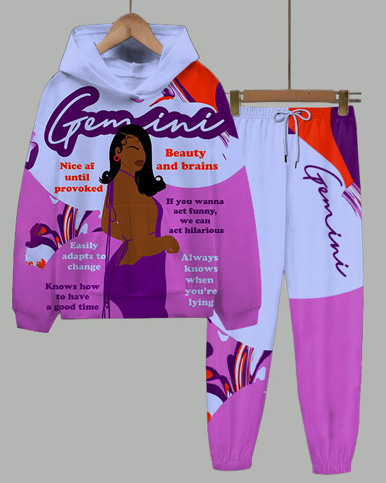 Gemini Girly Season Long Sleeve Hoodie Two Pieces Set