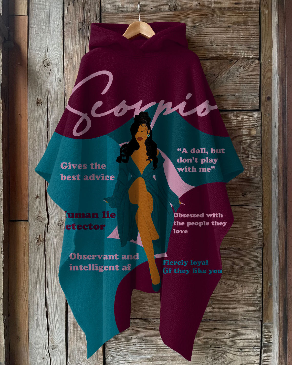 Scorpio Girly Season Hooded Warm Shawl Cape