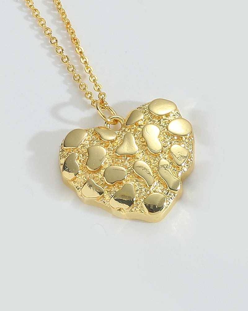Vintage Nugget Heart Charm Pendant Necklace