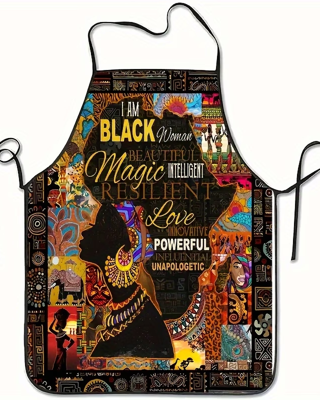 African American Woman Adjustable Apron,Sleeveless Kitchen Cover-Up, Chef'S Work Uniform for Cooking