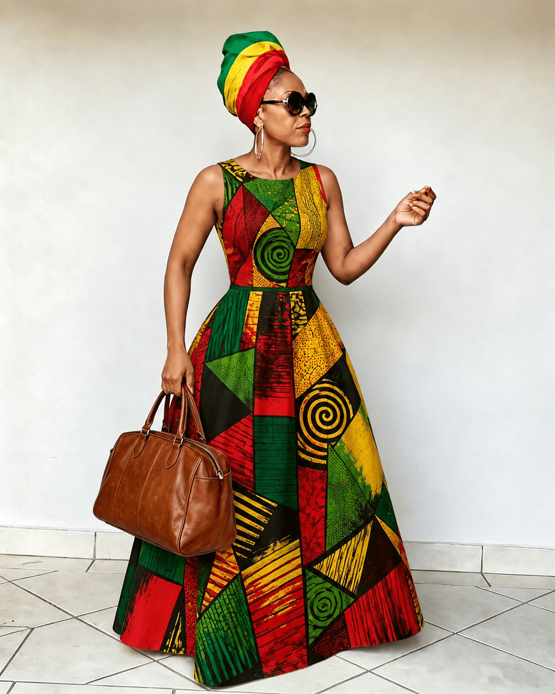 African Tribal Seamless Patterns Print Sleeveless Maxi Dress