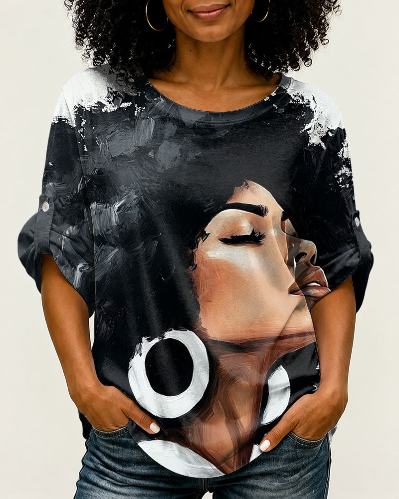 Afro Girls with Oversized Earrings Print Shirt