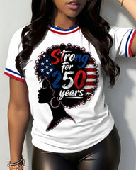 Afro Black Woman for 250 Years Crew Neck Short Sleeve Tshirt