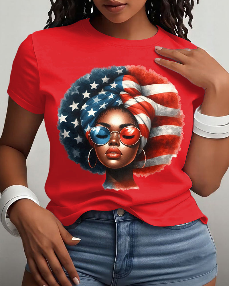 100% Cotton Black Woman 250 Years of Freedom Crew Neck Short Sleeve Tshirt