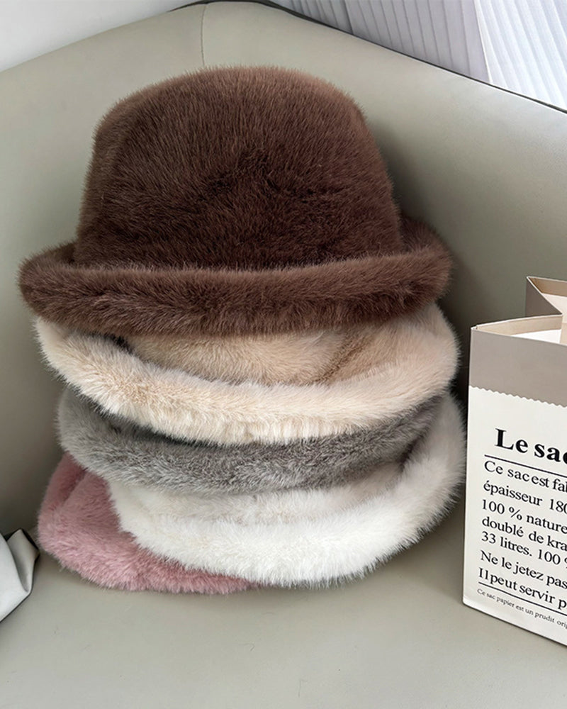 Faux Mink Fur Thickened Cold-proof Bucket Hat