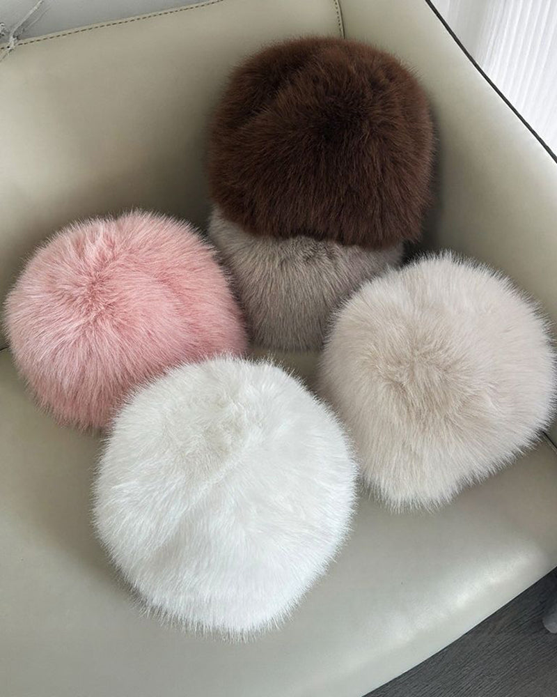 Faux Fox Fur Thickened Thermal Beanie Hat