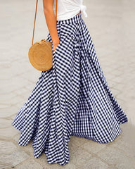 Classic Plaid High-waisted Flared Skirt