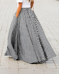 Classic Plaid High-waisted Flared Skirt