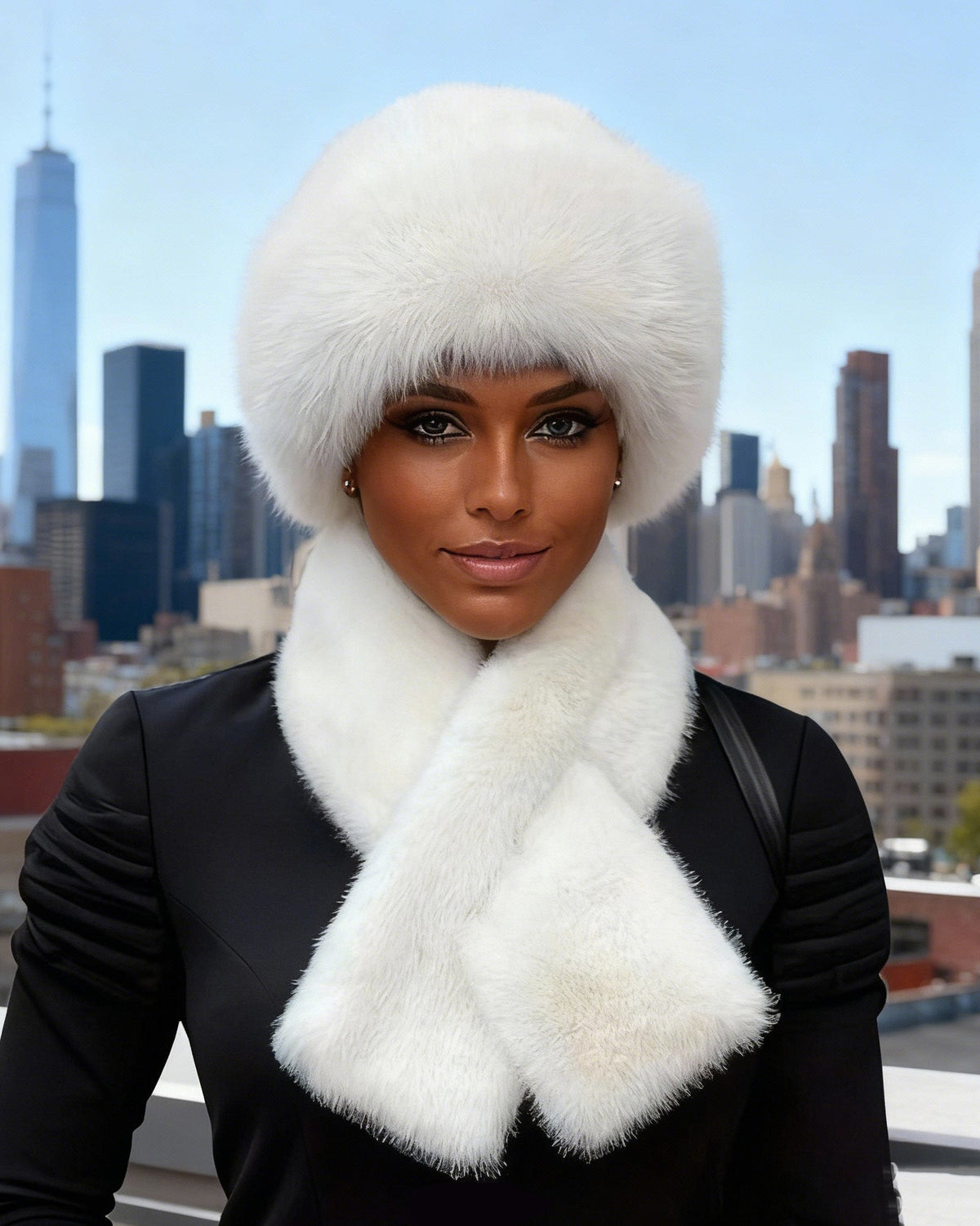 2pcs Outdoor Casual Outfit - Neck Warmer And Mongolian Style Hat