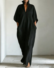 Mid-length Sleeve V-neck Casual Loose Dress