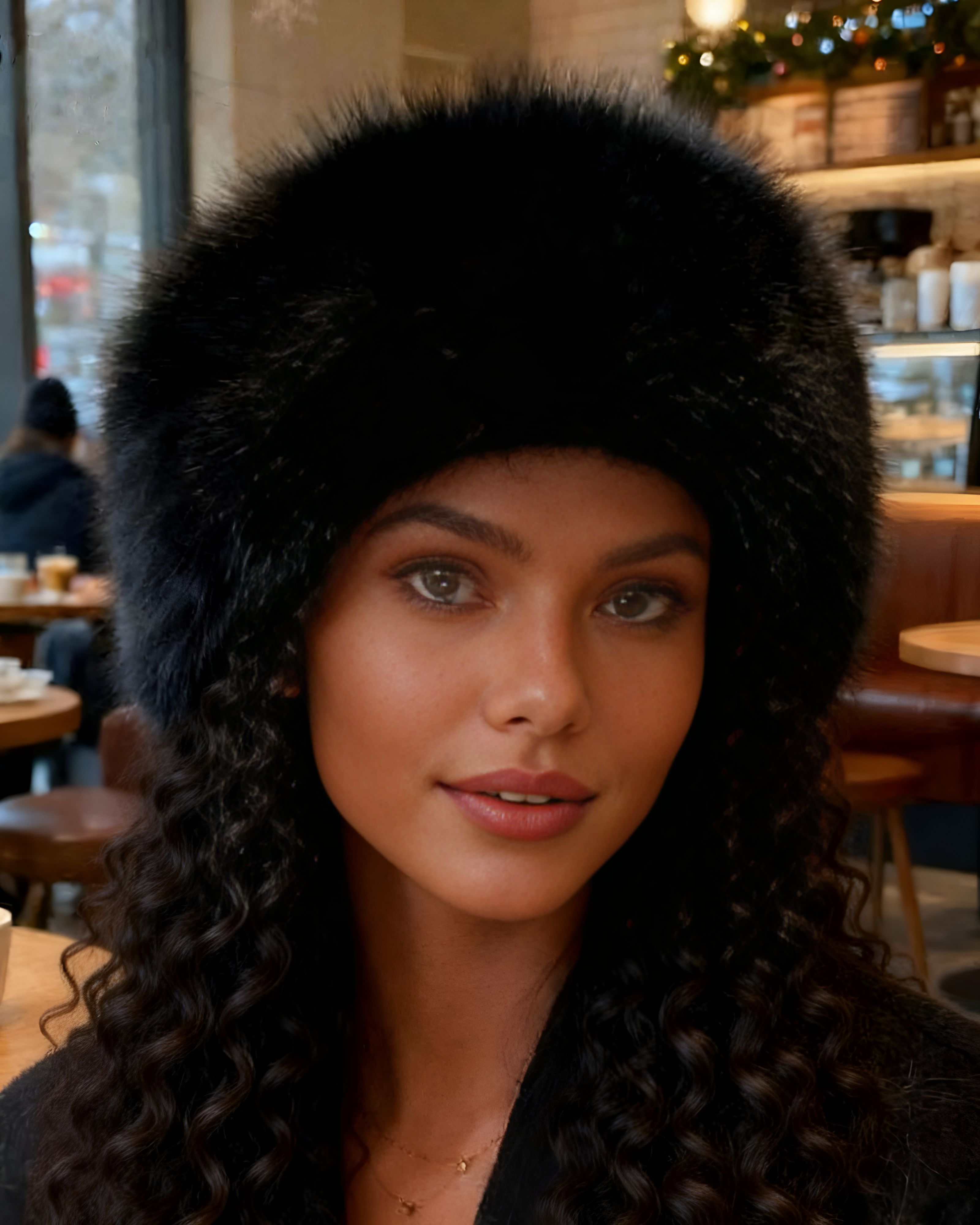 Women's Princess Fluffy Bucket Hat, Thick Warm AutumnWinter Hat With Large Brim